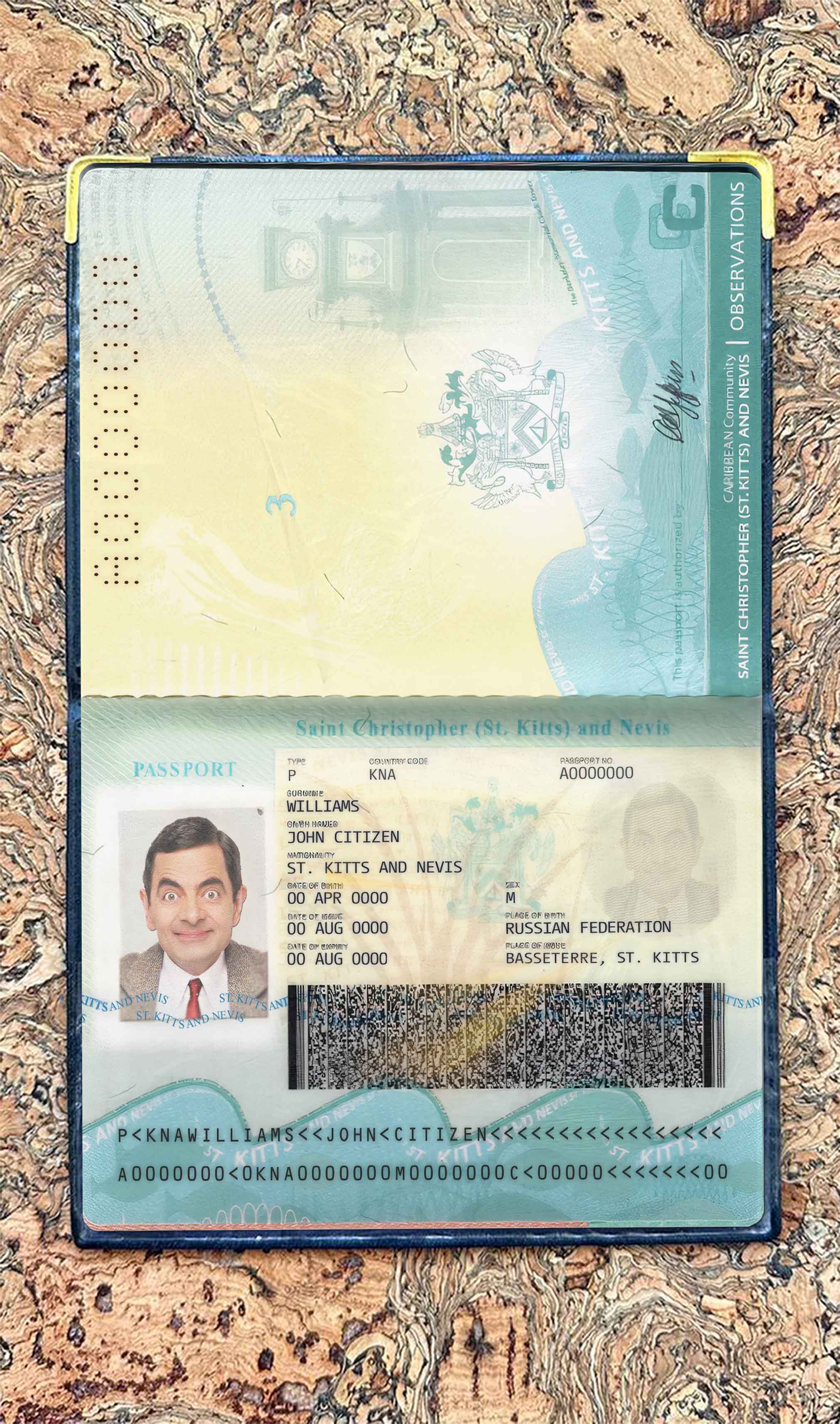 Saint Kitts and Nevis passport photo look PSD template